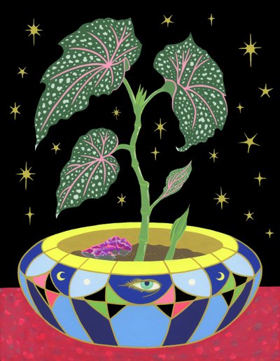 Begonia in a Pot, 2021 (acrílico sobre panel) de Kam Tsz