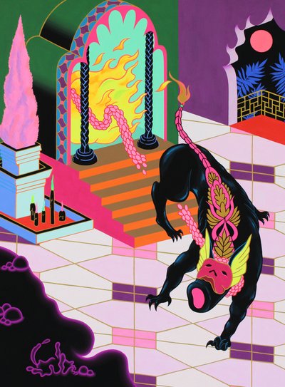 Escape, 2021 (acrílico sobre panel) de Kam Tsz