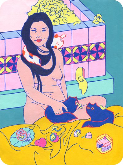 Mac Bath, 2019 (acrílico sobre algodón) de Kam Tsz