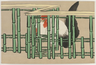 Flowers of a Hundred Worlds (Momoyogusa): Rooster (Chabo) de Kamisaka Sekka