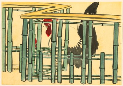 Flowers of a Hundred Worlds (Momoyogusa): Rooster (Chabo) de Kamisaka Sekka