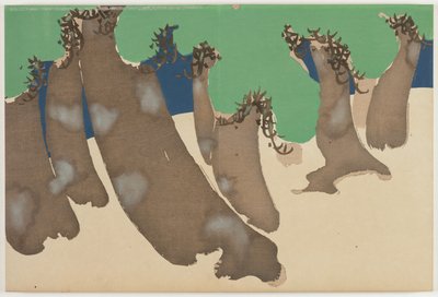 Flowers of a Hundred Worlds (Momoyogusa): Windswept Pines (Sonarematsu) de Kamisaka Sekka