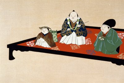 Familia japonesa en interiores de Kamisaka Sekka