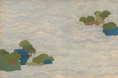 Islas de pinos en un mar de plata, de la serie Chigusa (Mil Hierbas) de Kamisaka Sekka