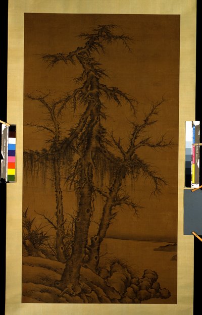Árboles viejos, bambú y rocas, hacia 1300 (tinta sobre seda) de Kan Li