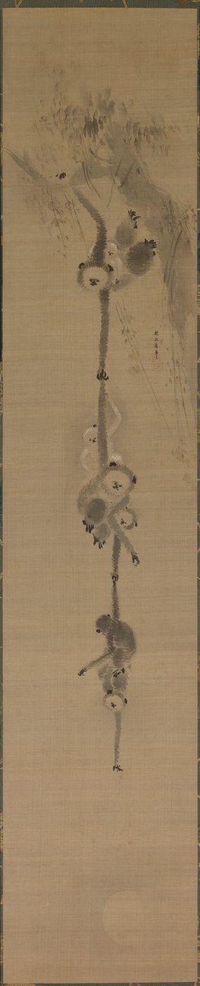 Monos alcanzando la luna de Kanō Tan’yū