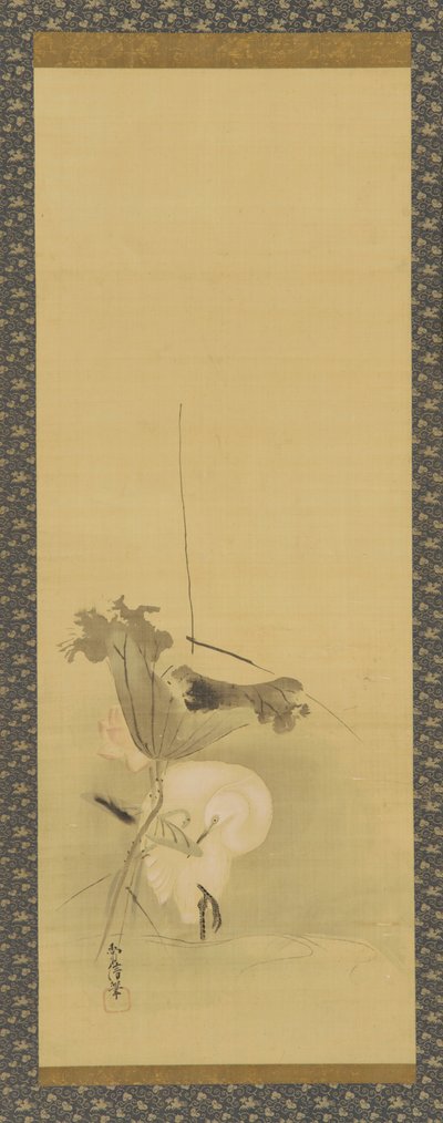 Garza y loto, período Edo de Kanô Yôboku Tsunenobu