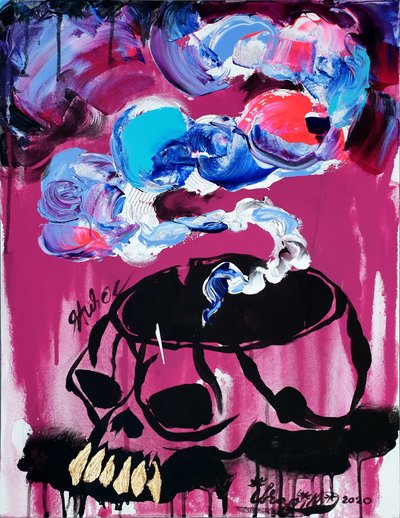 Reflexiones sobre calaveras de colores de Kanat Ibragimov