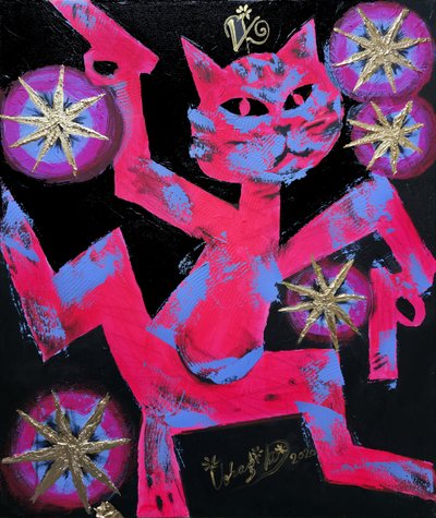 Gato neón de colores vivos de Kanat Ibragimov
