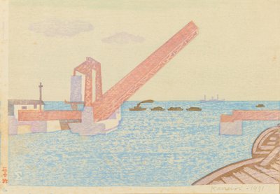 Puente levadizo de Shibaura de Kanenori Suwa