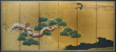 Faisán y pino, c.1626 (tinta, color y oro sobre papel) de Kano Koi