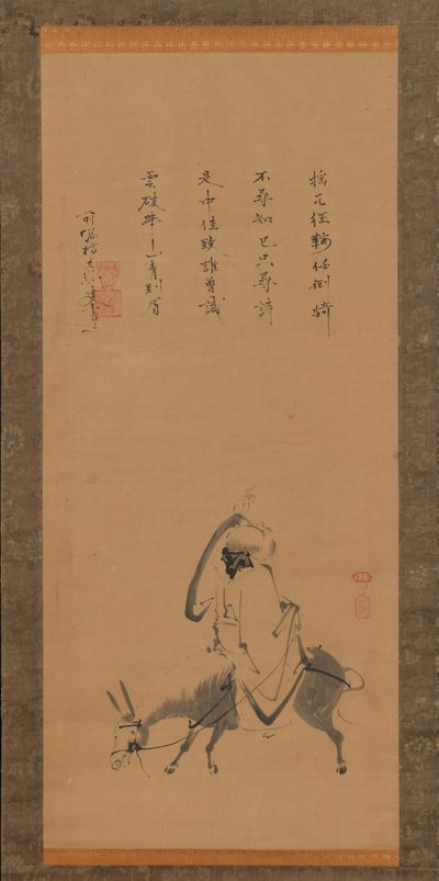 El poeta chino Pan Lang en un burro, siglo XVII de Kano Koya