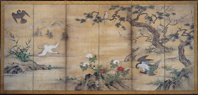 Aves, árboles y flores de Kano Mitsunobu