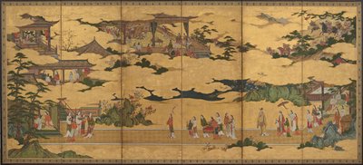 Escenas de la vida del emperador Ming Huang y Yang Guifei de Kano Mitsunobu