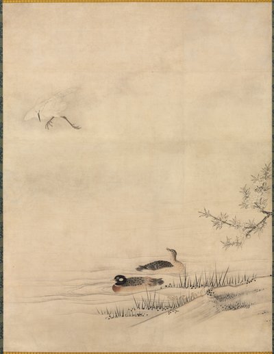 Flores y Pájaros en un Paisaje Primaveral, 1500s de Kano Motonobu
