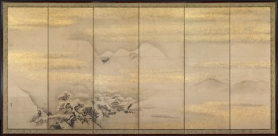 Paisajes de Verano e Invierno uno de un par, 1600s de Kano Naonobu