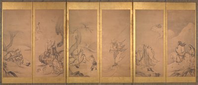 Patriarcas budistas, daoístas y confucianos de Kano Sanraku