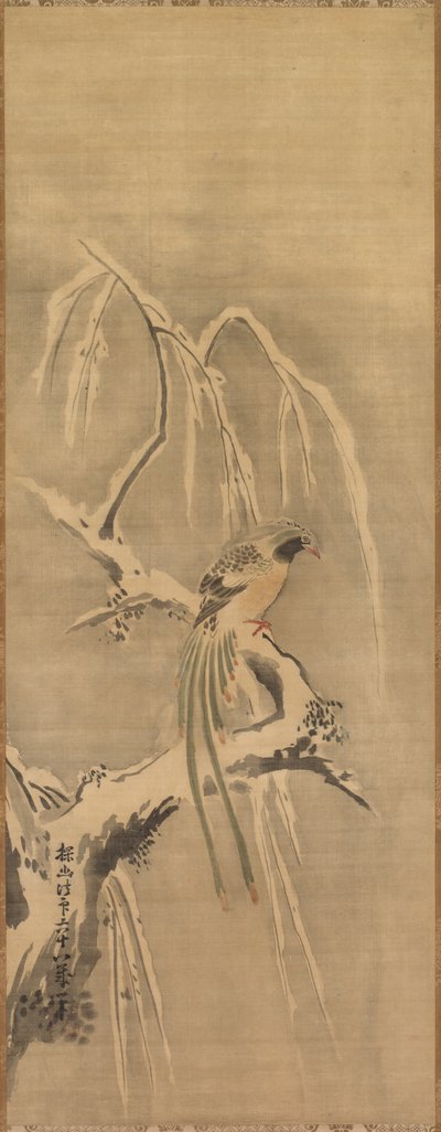 Pájaro Chino en Rama Cargada de Nieve, siglo XVII de Kanō Tan’yū