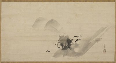Paisaje, Pergamino colgante, siglo XVII de Kano Tanyu