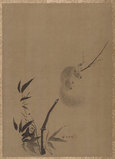 Ardilla en Bambú de Kanō Tan’yū