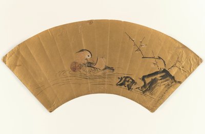 Pato mandarín y ciruelo en flor de Kano Yukinobu