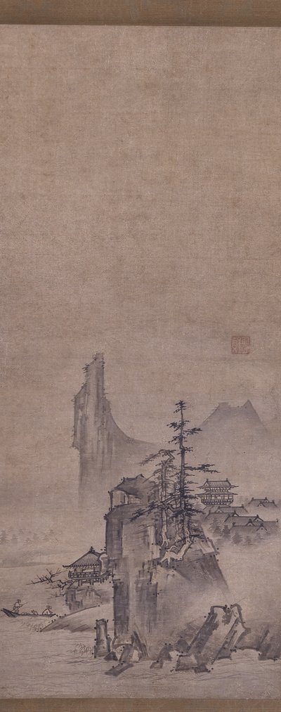 Mountain Village in Light Mist (tinta sobre papel) de Kantei Kantei