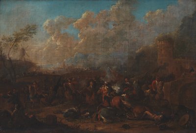 Escaramuza de caballería en una fortaleza de Karel Breydel