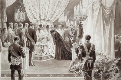 Entierro del Emperador Alejandro III en la Catedral de San Pedro y San Pablo en San Petersburgo, 1894 de Karel Brozh