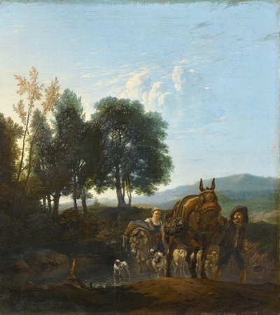 Paisaje con conductor de mulas de Karel Du Jardin