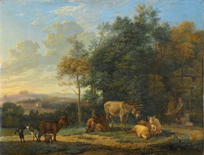 Paisaje con dos burros, cabras y cerdos
Paisaje con dos burros, cabras y cerdos de Karel Du Jardin