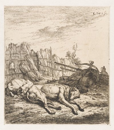 Perros de caza durmiendo Animales (título de la serie) de Karel Du Jardin