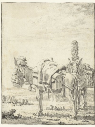 Dos mulas de Karel Du Jardin