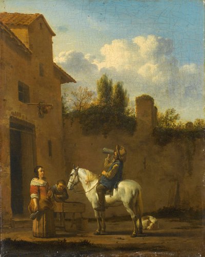 Trompetista montado bebiendo, 1650-60 de Karel Dujardin