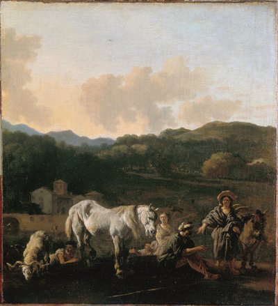 Campesinos y un caballo blanco de Karel Dujardin