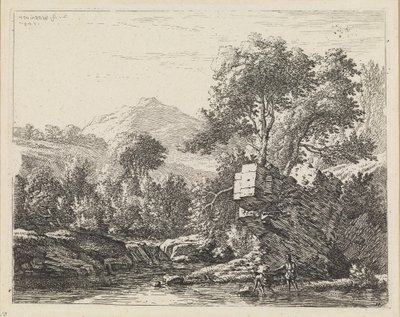 Dos hombres junto a una piedra en el agua de Karel Dujardin