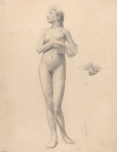 Mujer Desnuda de Pie Sosteniendo una Caja de Karel Vitezslav Masek