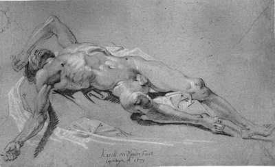 Modelo masculino acostado de Karel van III Mander