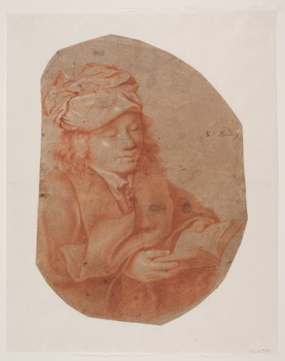 Joven leyendo con un pañuelo envuelto en la cabeza de Karel van III Mander