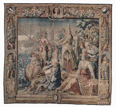 Antonio y Cleopatra (Antonio coge un pescado salado); tapiz, fecha desconocida (lana | lápiz) de Karel van II Mander