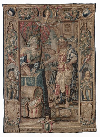Antonio y Cleopatra (Antonio conquista Pelusium); tapiz, fecha desconocida (lana | lápiz) de Karel van II Mander