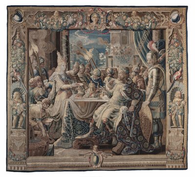 Cleopatra entretiene a Antonio; tapiz, hacia 1640 (tejido llano de lana y seda con tapiz de urdimbre de lana) de Karel van II Mander