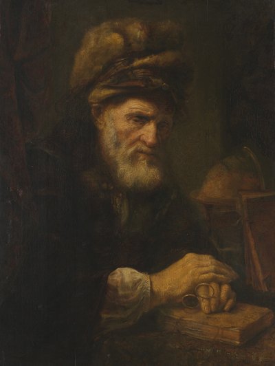 Un anciano con gorro de piel, 1650-60 de Karel van der Pluym