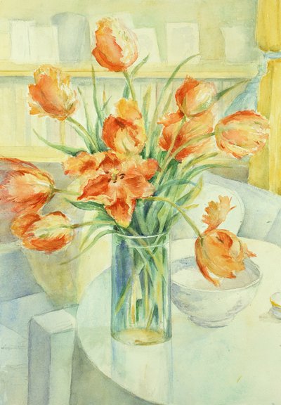 Tulipanes del artista en la sala de dibujo de Karen Armitage