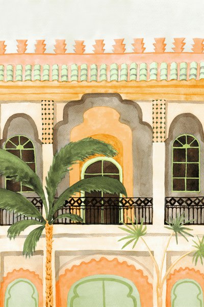 Edificio marroquí con palmeras de Karen Menzenbach