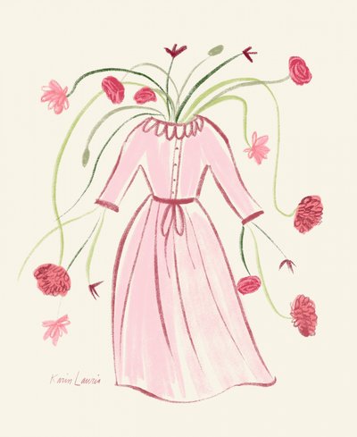 Vestido rosa floreciente de Karin Lauria