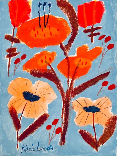 Abstracto floral vibrante de Karin Lauria