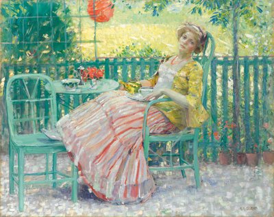 En la terraza (óleo sobre lienzo) de Karl Albert Buehr
