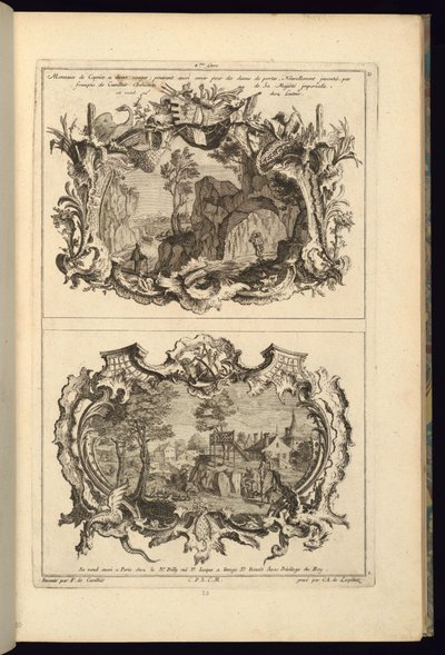 Impresión, Diseño para dos cartuchos, 1745 de Karl Albert von Lespilliez