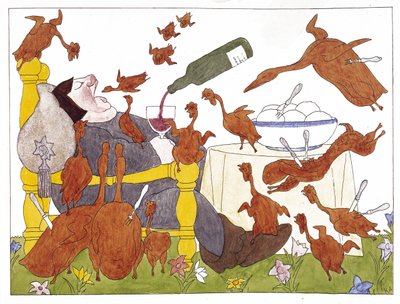 Ilustración de "Schlaraffenland" de Hans Sachs (1494-1576) (pluma y tinta y acuarela sobre papel) de Karl Arnold