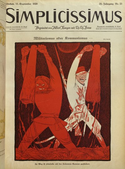 Militarismo o comunismo, ilustración de portada de "Simplicissimus de Karl Arnold